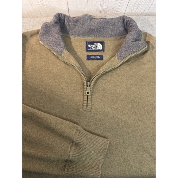 The North Face Other - The North Face Mens Quarter Zip Sweater Olive Green Wool Blend Mock Neck Large